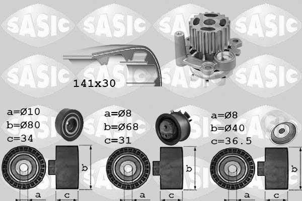 SASIC 3906028 Pompa acqua + Kit cinghie dentate-Pompa acqua + Kit cinghie dentate-Ricambi Euro