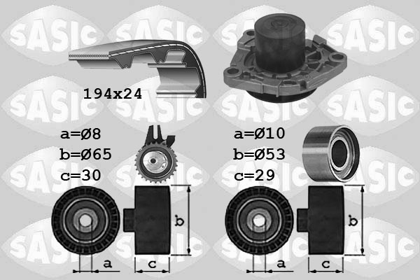 SASIC 3906034 Pompa acqua + Kit cinghie dentate-Pompa acqua + Kit cinghie dentate-Ricambi Euro