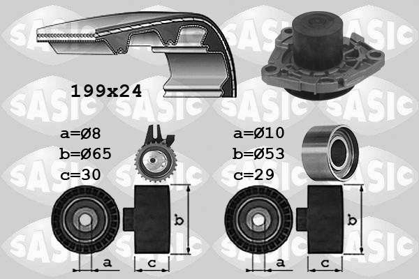 SASIC 3906035 Pompa acqua + Kit cinghie dentate