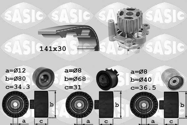 SASIC 3906053 Pompa acqua + Kit cinghie dentate-Pompa acqua + Kit cinghie dentate-Ricambi Euro
