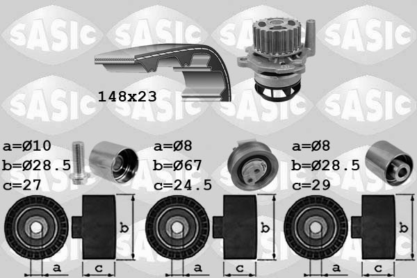 SASIC 3906057 Pompa acqua + Kit cinghie dentate