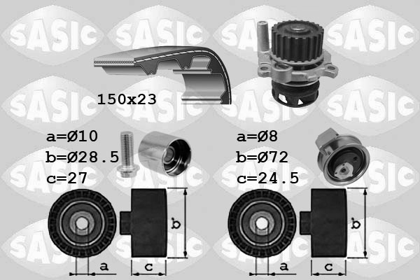 SASIC 3906063 Pompa acqua + Kit cinghie dentate