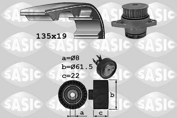 SASIC 3906065 Pompa acqua + Kit cinghie dentate-Pompa acqua + Kit cinghie dentate-Ricambi Euro