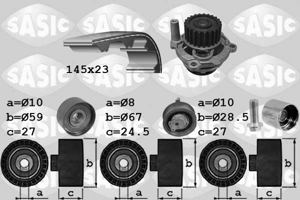 SASIC 3906068 Pompa acqua + Kit cinghie dentate-Pompa acqua + Kit cinghie dentate-Ricambi Euro