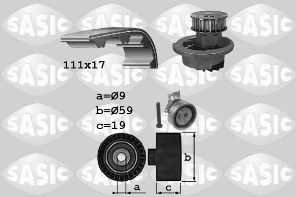 SASIC 3906071 Pompa acqua + Kit cinghie dentate-Pompa acqua + Kit cinghie dentate-Ricambi Euro