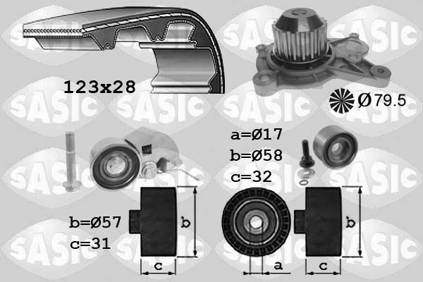 SASIC 3906075 Pompa acqua + Kit cinghie dentate-Pompa acqua + Kit cinghie dentate-Ricambi Euro