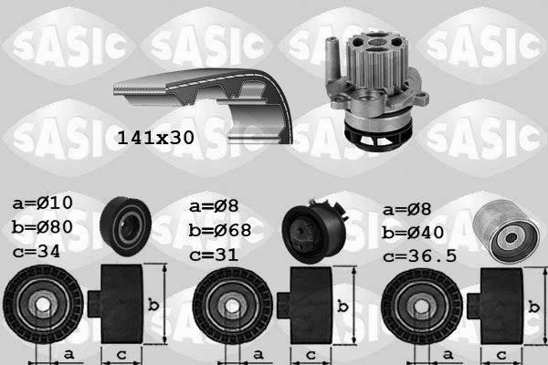 SASIC 3906084 Pompa acqua + Kit cinghie dentate