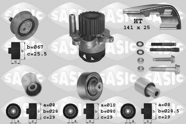 SASIC 3906089 Pompa acqua + Kit cinghie dentate