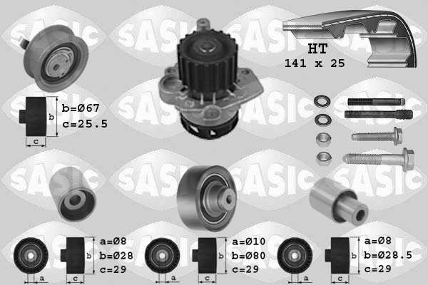 SASIC 3906090 Pompa acqua + Kit cinghie dentate