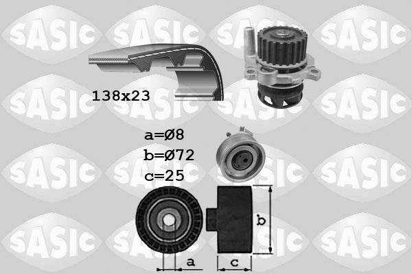 SASIC 3906091 Pompa acqua + Kit cinghie dentate