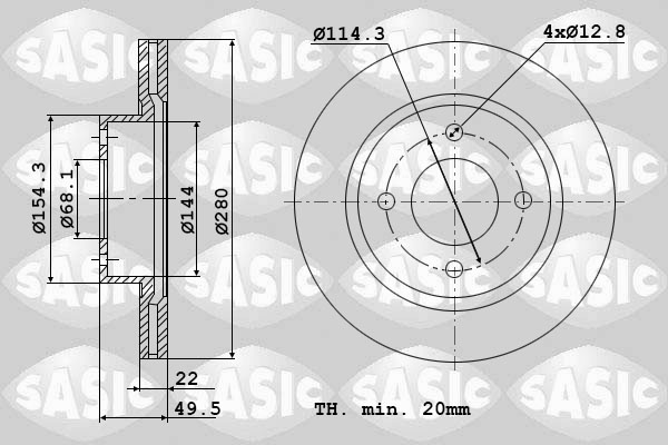 SASIC 6106043 Discofreno-Discofreno-Ricambi Euro