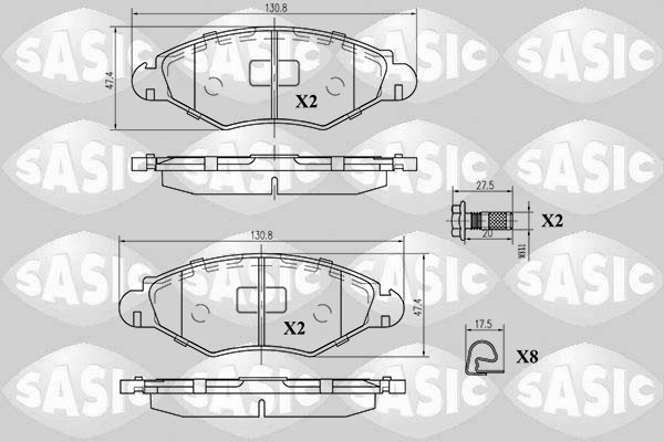 SASIC 6210002 Kit pastiglie freno, Freno a disco