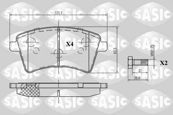 SASIC 6214016 Kit pastiglie freno, Freno a disco