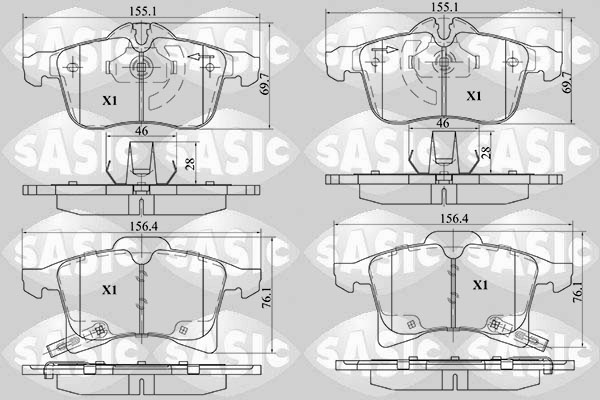 SASIC 6216014 Kit pastiglie freno, Freno a disco