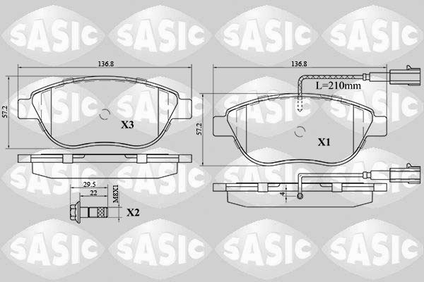 SASIC 6216030 Kit pastiglie freno, Freno a disco