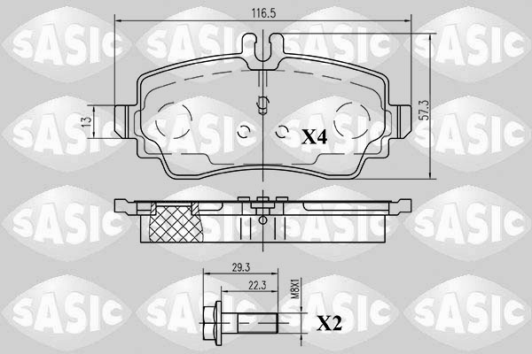 SASIC 6216044 Kit pastiglie freno, Freno a disco