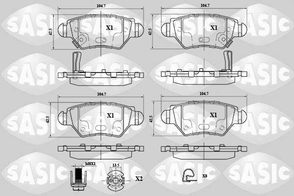 SASIC 6216063 Kit pastiglie freno, Freno a disco