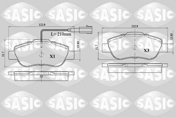 SASIC 6216085 Kit pastiglie freno, Freno a disco