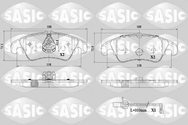 SASIC 6216103 Kit pastiglie freno, Freno a disco