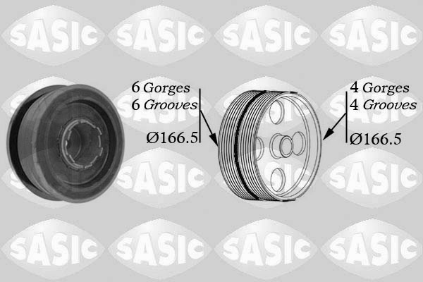 SASIC 9001808 Puleggia cinghia, Albero a gomiti-Puleggia cinghia, Albero a gomiti-Ricambi Euro