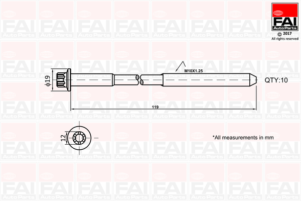 FAI AutoParts B1321 Cylinder Head Bolt Set for ALFA ROMEO CHEVROLET CHRYSLER CITROËN FIAT FORD LANCIA OPEL PEUGEOT SUBARU SUZUKI