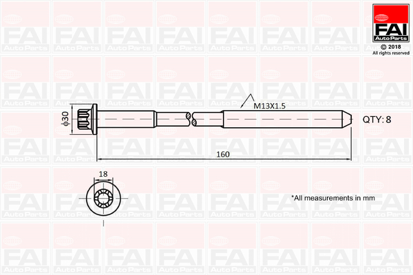 FAI AutoParts B1616 Cylinder Head Bolt Set for CITROËN JAGUAR LAND ROVER PEUGEOT