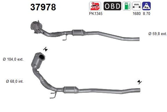 AS 37978 Καταλύτης for AUDI SEAT SKODA VW