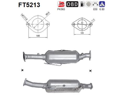 AS FT5213 Soot/Particulate Filter, exhaust system