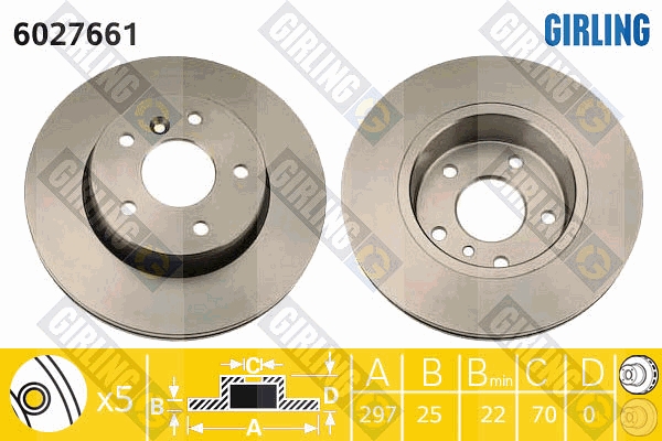 GIRLING 6027661 Δισκόπλακα for LAND ROVER
