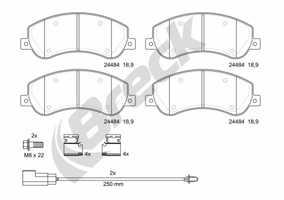 BRECK 24484 00 703 10 fékbetétkészlet, tárcsafék FORD VW