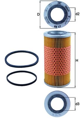 MAHLE OX 17D Oil Filter for ASTON MARTIN AUSTIN AUSTIN-HEALEY CARBODIES MG SKODA TRIUMPH WOLSELEY