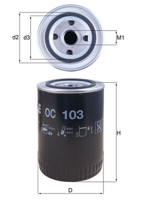 MAHLE OC 103 Oil Filter for JOHN DEERE ZETOR
