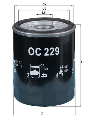 MAHLE OC 229 Φίλτρο λαδιού