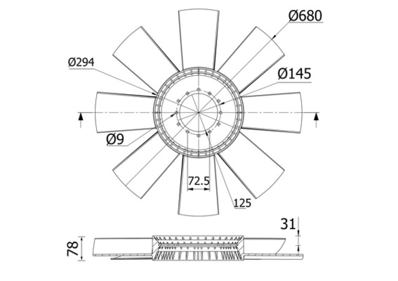 Fan Wheel, engine cooling