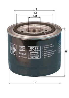 MAHLE OC 77 Oil Filter for...