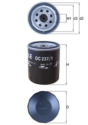 MAHLE OC 237/1 маслен филтър