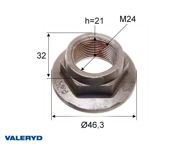 Valeryd 1290007 Flanschmutter M24x1,5; BPW  S 2005-7 Mutter, Radlager (Anhänger)