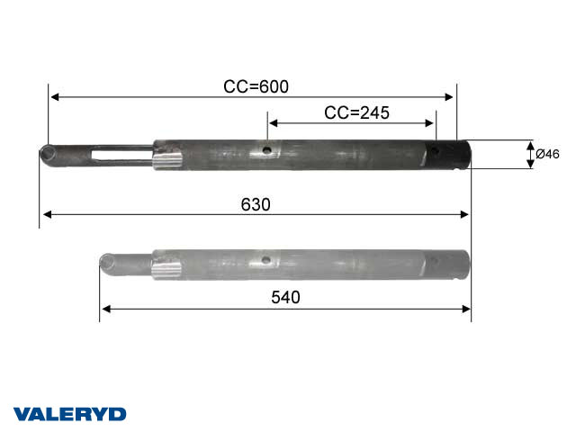 Valeryd 2102004 Zugstange BPW ZAF 1,35-1, Ø 46mm Zugstange, Auflaufeinrichtung
