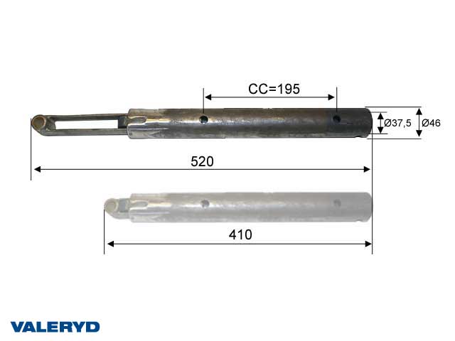Valeryd 2102030 Zugstange Peitz PAV/SR 0,7 + 1,3 M; Ø 46mm Zugstange, Auflaufeinrichtung