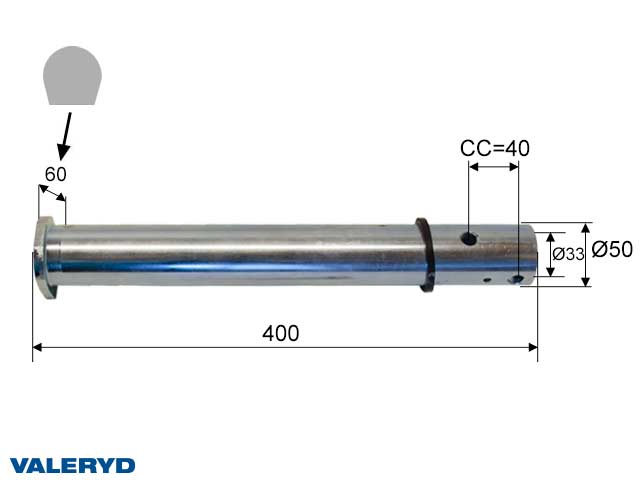Valeryd 2105003 Zugstange Knott KF/KFG27-A; Ø 50mm Zugstange, Auflaufeinrichtung