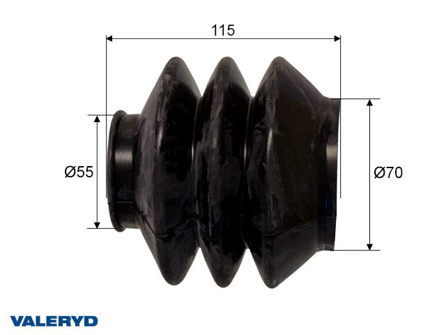 Valeryd 2230004 Faltenbalg passend für Al-ko 2,8VB/1; 55/70 L=115, 3 Falten Faltenbalg, Auflaufeinrichtung