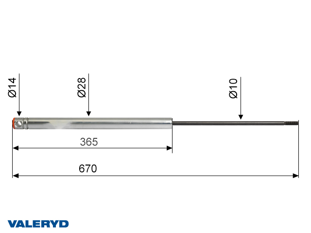 Valeryd 2385003 Auflaufdämpfer Knott KF/KR30; Schraube 14mm CC=670 Dämpfer, Auflaufeinrichtung