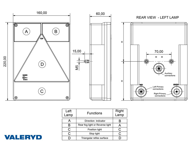 Valeryd 3010310 Rücklicht Radex 6800 rechts Heckleuchte