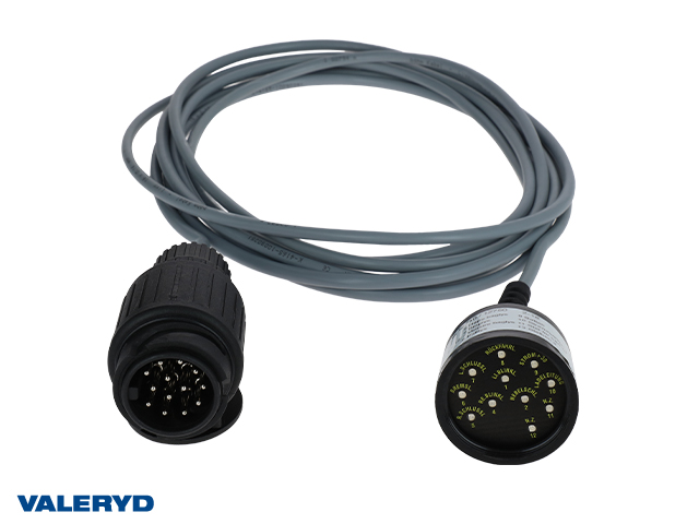 Valeryd 3990009 LED-Anhängerbeleuchtungstester 13polig, 4m Kabel Prüfgerät, Anhängersteckdose