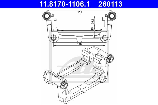 ATE 11.8170-1106.1 Supporto, Pinza freno