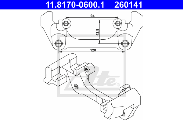 ATE 11.8170-0600.1 Supporto, Pinza freno-Supporto, Pinza freno-Ricambi Euro