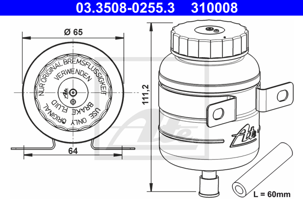 ATE 03.3508-0255.3 Serbatoio compensazione, Liquido freni-Serbatoio compensazione, Liquido freni-Ricambi Euro