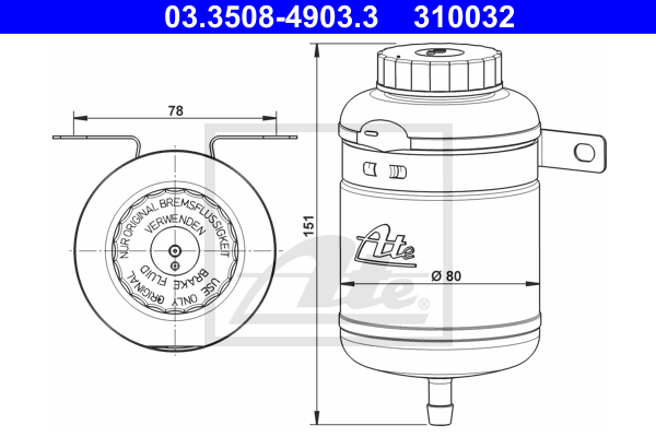 ATE 03.3508-4903.3 Serbatoio compensazione, Liquido freni-Serbatoio compensazione, Liquido freni-Ricambi Euro