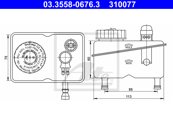 ATE 03.3558-0676.3 Serbatoio compensazione, Liquido freni