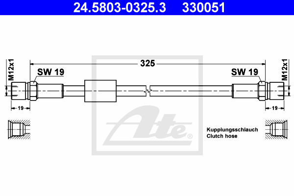 ATE 24.5803-0325.3 Flessibile frizione-Flessibile frizione-Ricambi Euro